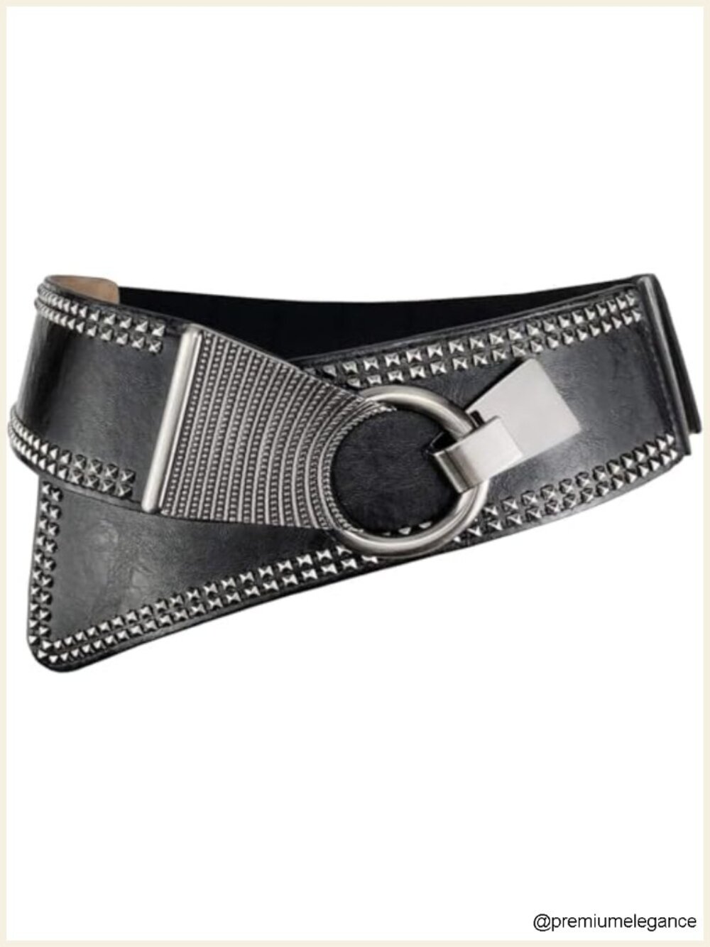 Women's Vintage Waist Belt Faux Leather with Interlock Buckle Stretch Elastic